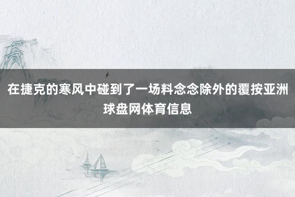在捷克的寒风中碰到了一场料念念除外的覆按亚洲球盘网体育信息