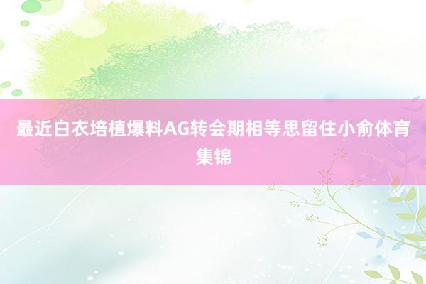 最近白衣培植爆料AG转会期相等思留住小俞体育集锦