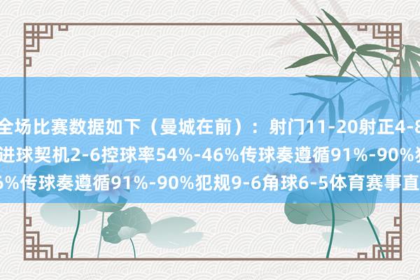 全场比赛数据如下（曼城在前）：射门11-20射正4-8预期进球1.60-3.42进球契机2-6控球率54%-46%传球奏遵循91%-90%犯规9-6角球6-5体育赛事直播
